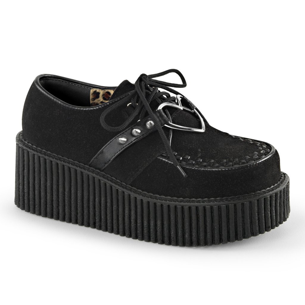 Creepers Demonia Creeper 206 Vegan Suède Femme - Noir 25467-EXSR